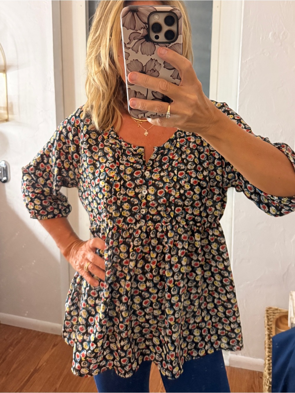Black Floral Peplum top